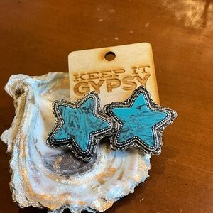 Keep It Gypsy Turquoise Star Statement Earrings